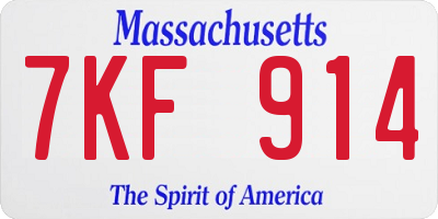 MA license plate 7KF914