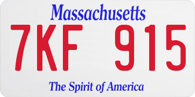 MA license plate 7KF915