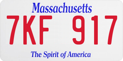 MA license plate 7KF917