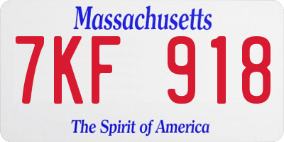 MA license plate 7KF918