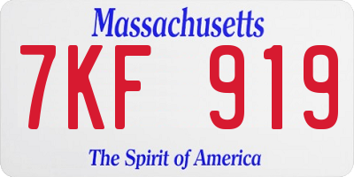 MA license plate 7KF919
