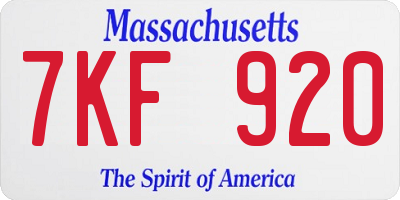 MA license plate 7KF920