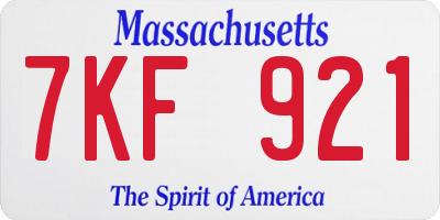 MA license plate 7KF921