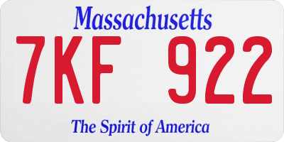 MA license plate 7KF922