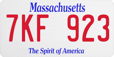 MA license plate 7KF923