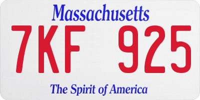 MA license plate 7KF925