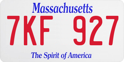 MA license plate 7KF927