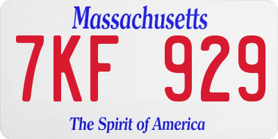 MA license plate 7KF929