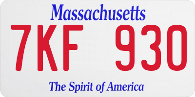 MA license plate 7KF930