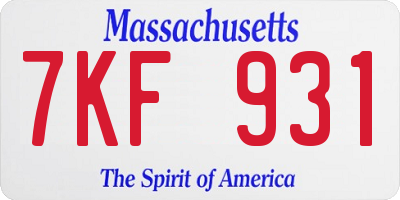 MA license plate 7KF931