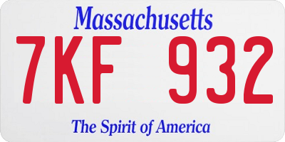 MA license plate 7KF932