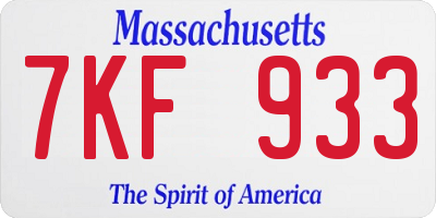 MA license plate 7KF933