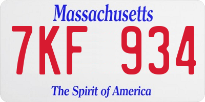 MA license plate 7KF934