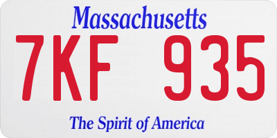 MA license plate 7KF935