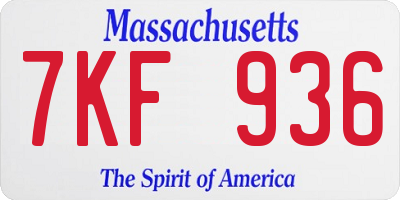 MA license plate 7KF936