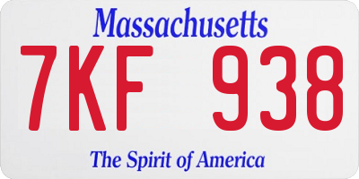 MA license plate 7KF938