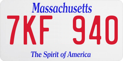 MA license plate 7KF940
