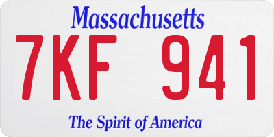 MA license plate 7KF941