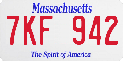 MA license plate 7KF942