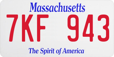 MA license plate 7KF943