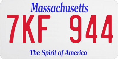 MA license plate 7KF944