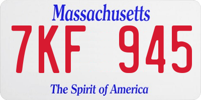 MA license plate 7KF945