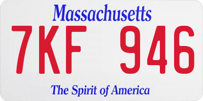 MA license plate 7KF946