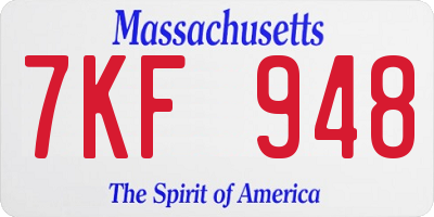 MA license plate 7KF948