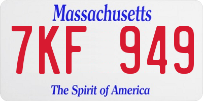 MA license plate 7KF949
