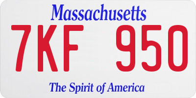 MA license plate 7KF950