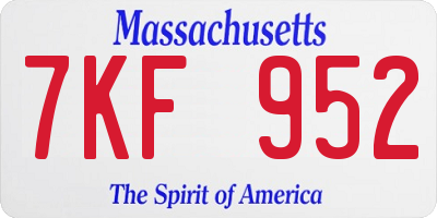 MA license plate 7KF952