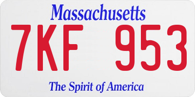MA license plate 7KF953