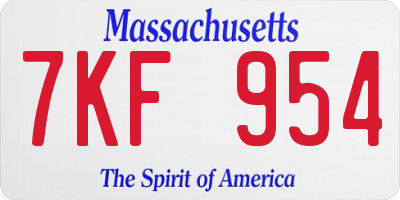 MA license plate 7KF954