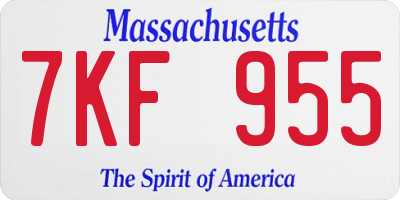 MA license plate 7KF955