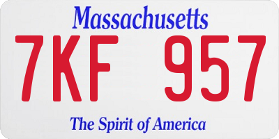 MA license plate 7KF957