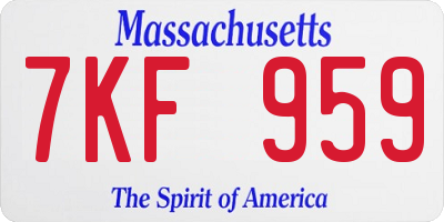 MA license plate 7KF959