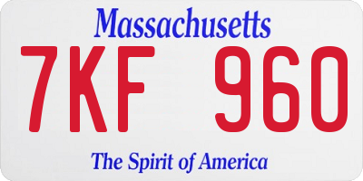 MA license plate 7KF960