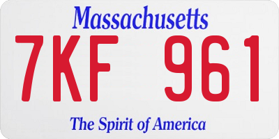 MA license plate 7KF961