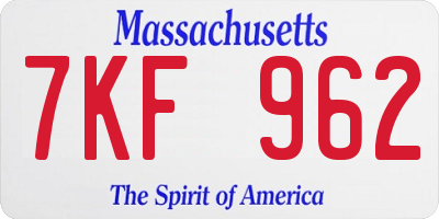 MA license plate 7KF962