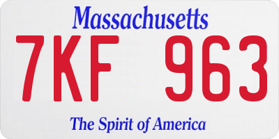 MA license plate 7KF963