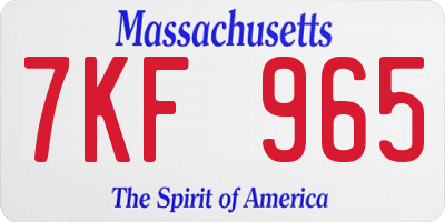MA license plate 7KF965