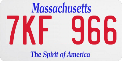 MA license plate 7KF966