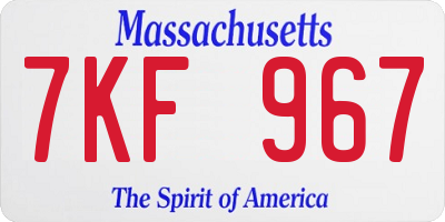MA license plate 7KF967