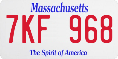 MA license plate 7KF968