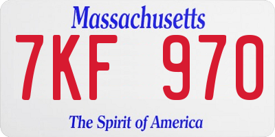 MA license plate 7KF970