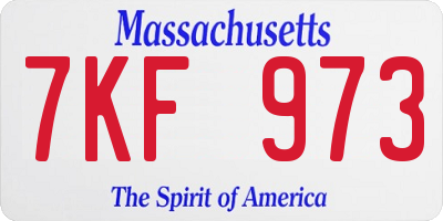 MA license plate 7KF973