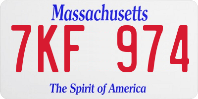 MA license plate 7KF974
