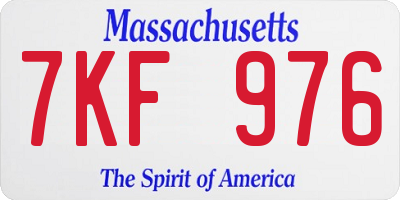 MA license plate 7KF976