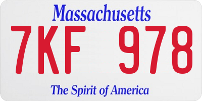 MA license plate 7KF978