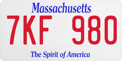 MA license plate 7KF980
